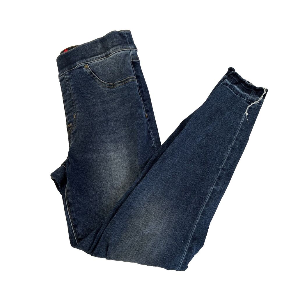 Spanx Distressed Ankle Skinny‎ Jeans Women's M High Rise Stretch Denim Raw Hem